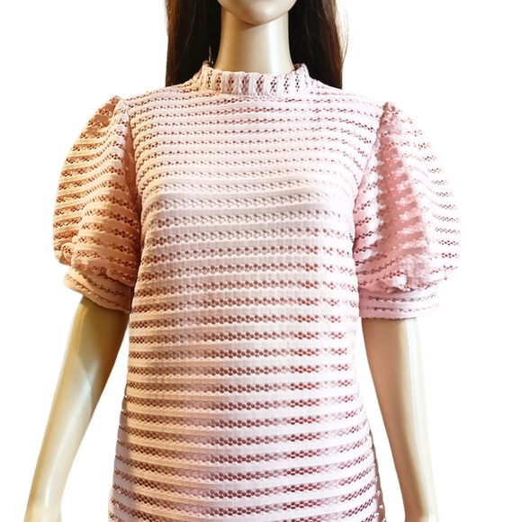 Maikaew | Harajuku Pastel Pink Lace Dress with Puffed Sleeves | Size Medium - Picture 3 of 8